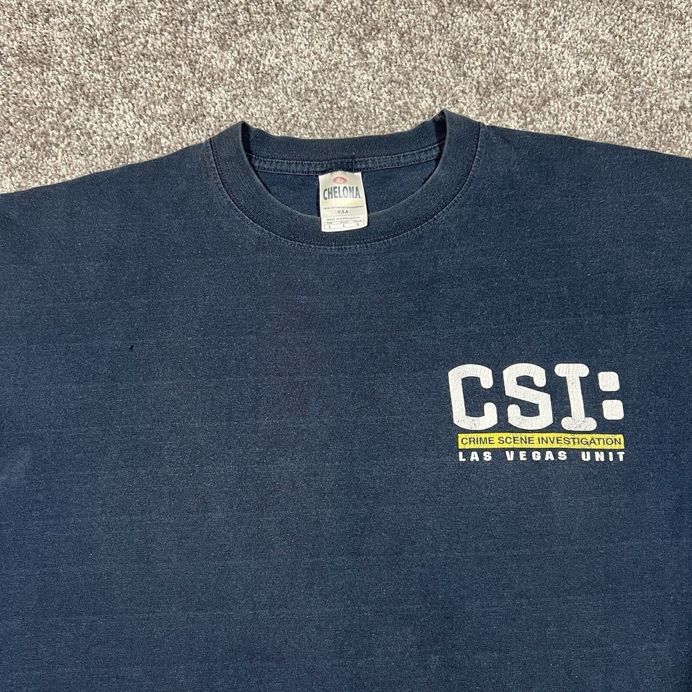 Vintage CSI Promo Faded Blue Large T Shirt Crime Scene Investigation Vegas Unit